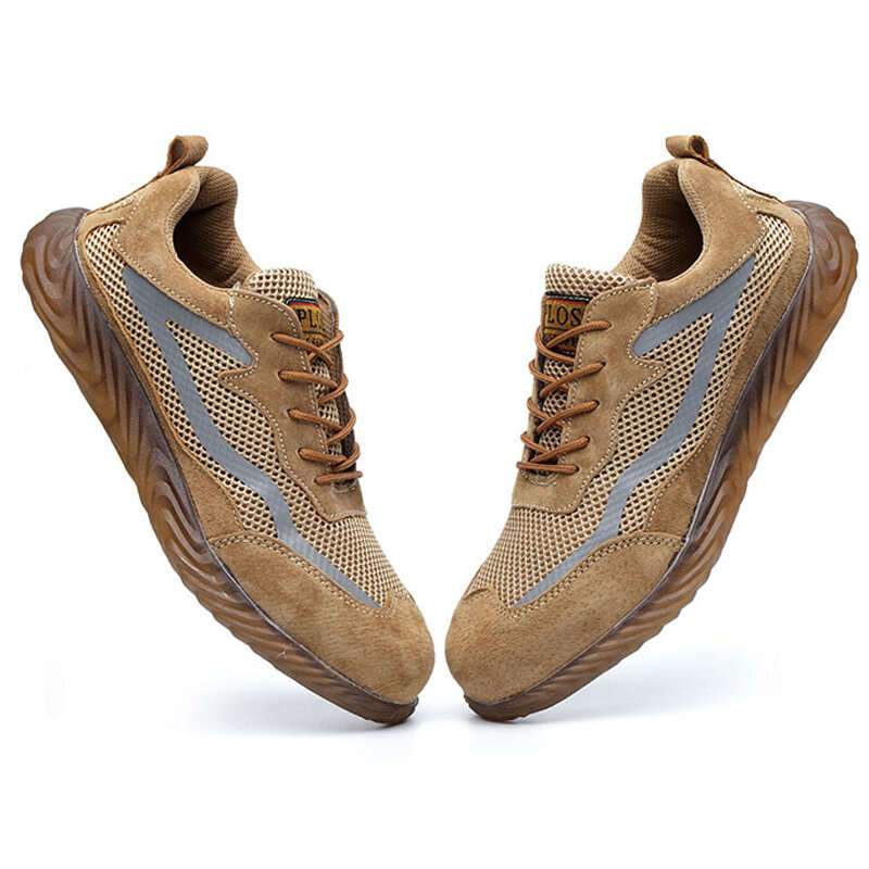 AtreGo Mens Steel Toe Safety Shoes Breathable Work Boots Outdoor Hikng Sneakers