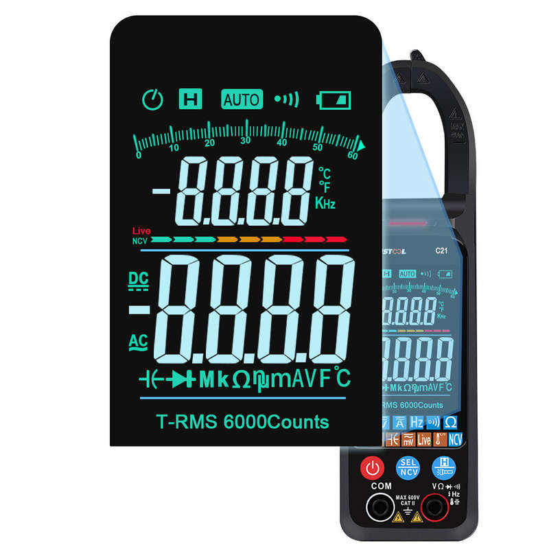 MUSTOOL C21 AC/DC Current Voltage Digital Clamp Meter Large Color Screen NCV 6000 Counts True RMS Au