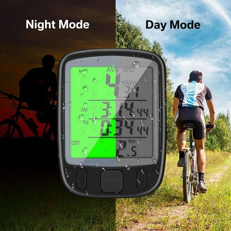 Wired Digital Bicycle Computer 1.6 inch LCD Screen Backlight Waterproof Odometer Stopwatch 32g Light