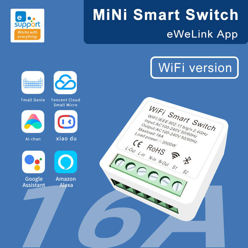 EWELINK 16A WiFi Switch eWeLink APP Smart Home Automation BreakerRelay Module Bi-directional Control