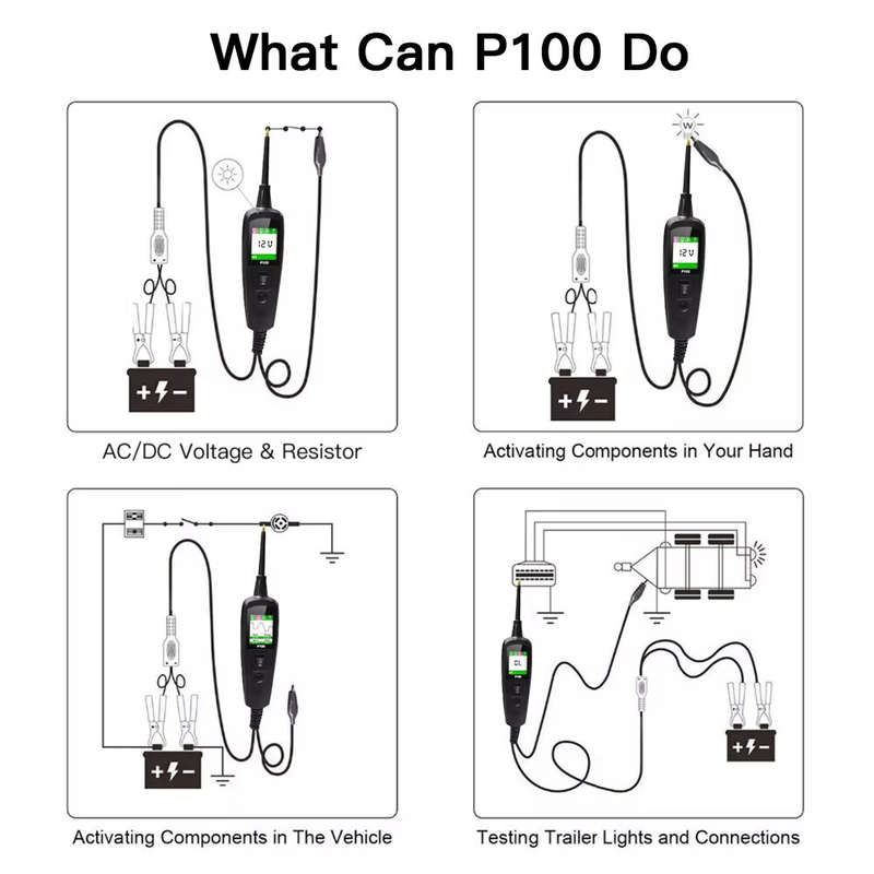 JDiag P100 Automotive Car Circuit Tester Power 12V/24V Electric Circuit Tester Car Diagnostic Tool T