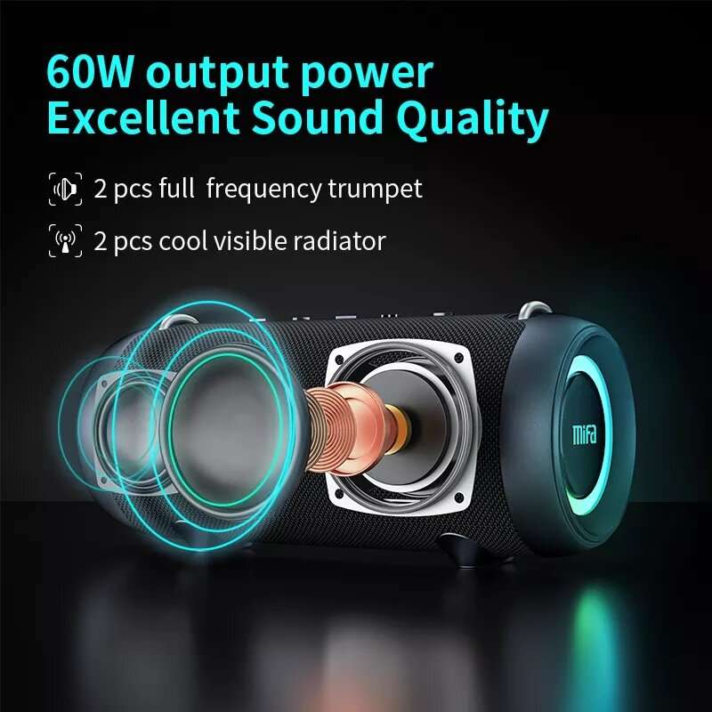Mifa A90 bluetooth Speaker 60W Output Power bluetooth Speaker with Class D Amplifier Excellent Bass