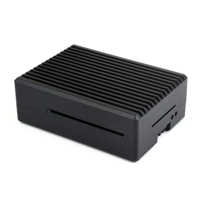 Aluminum Stripe Grooved Case For Raspberry Pi 5 Built-In Cooling Fan and Heatsink Pillars