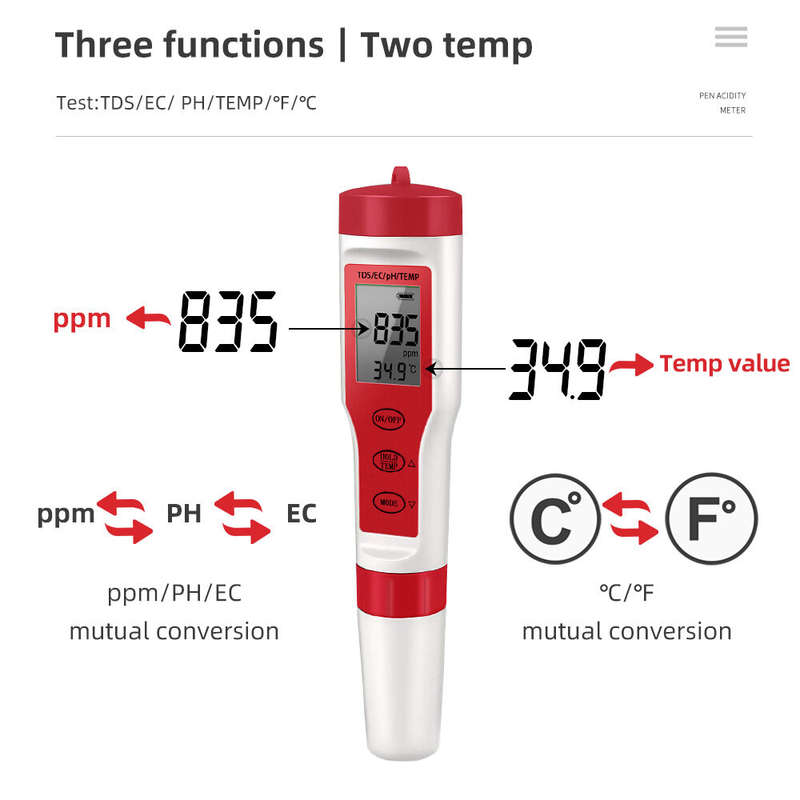 4 in 1 PH Meter PH/TDS/EC/Temperature Meter Digital Water Quality Monitor Tester for Pools Drinking