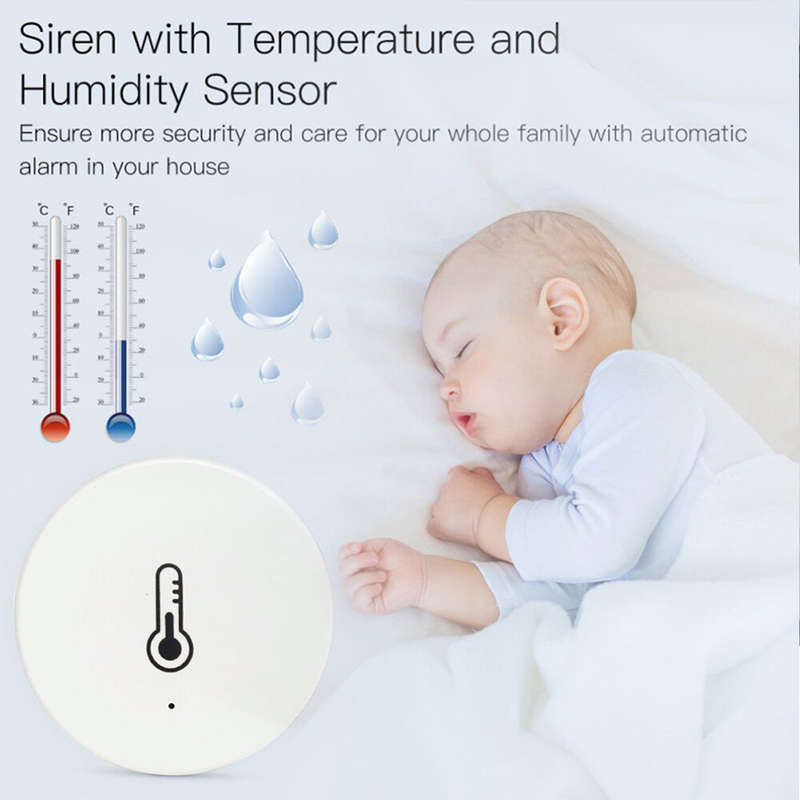 Tuya ZIGBE Temperature and Humidity Sensor with Siren Intelligent APP Remote Control Thermometer Hyg