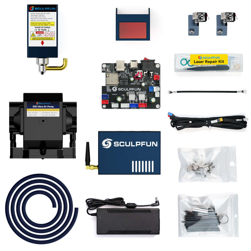 SCULPFUN S9 to S30 Ultra 33W Upgrade Kit, 33W Laser Module, 0.08x0.10mm Laser Focus, 32-bit Motherbo