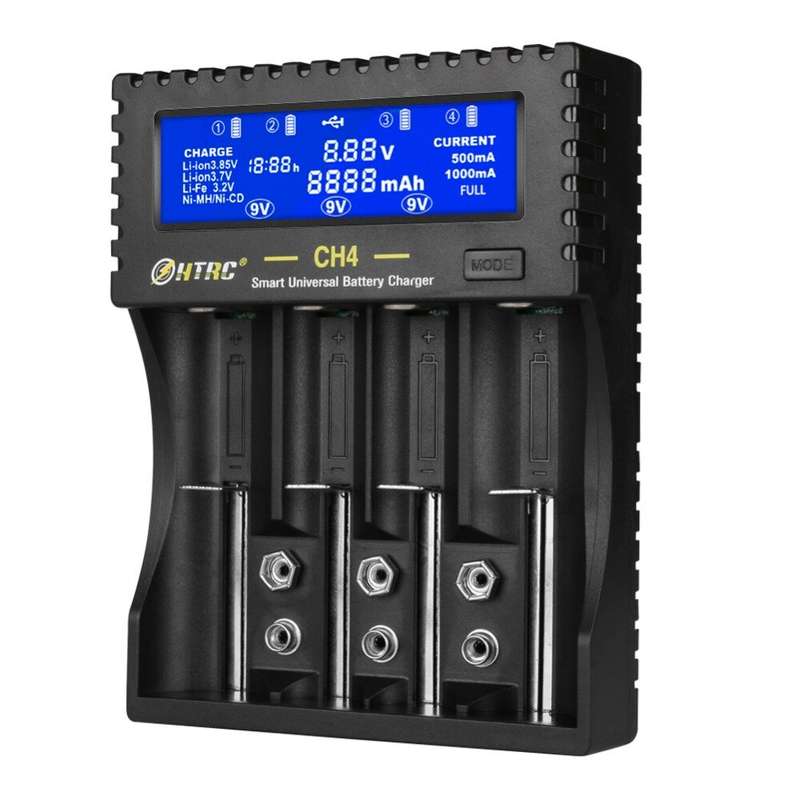HTRC CH4 Battery Charger Li-ion Li-fe Ni-MH Ni-CD Smart Fast Charger for 18650 26650 6F22 9V AA AAA