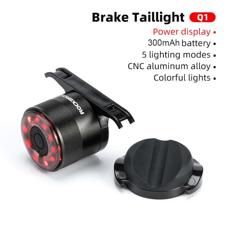 ROCKBROS Q1 Bike Taillight 300mAh Battery 5 Lighting Modes IPX5 Waterproof Type-C Rechargeable Color