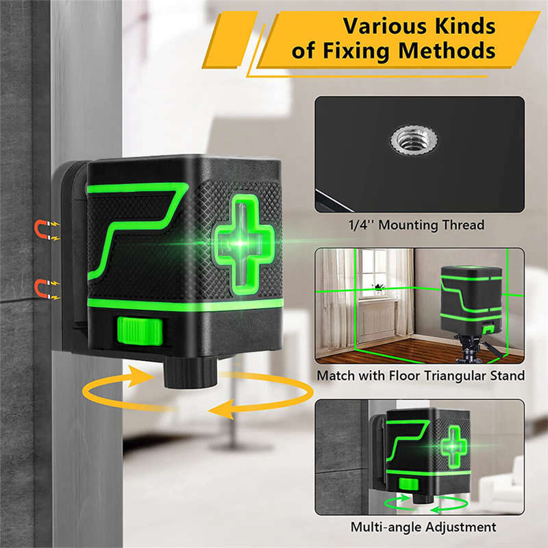 HILDA Laser Level 2 Lines Green Light Mini Self-Leveling Horizontal And Vertical Cross Super Powerfu