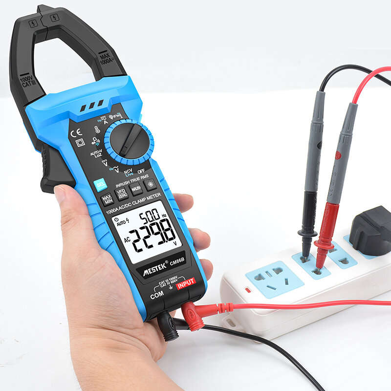 Mestek CM86B Digital Clamp Meter Auto Range Multimeter True RMS High Precision 1000A DC/AC Current V