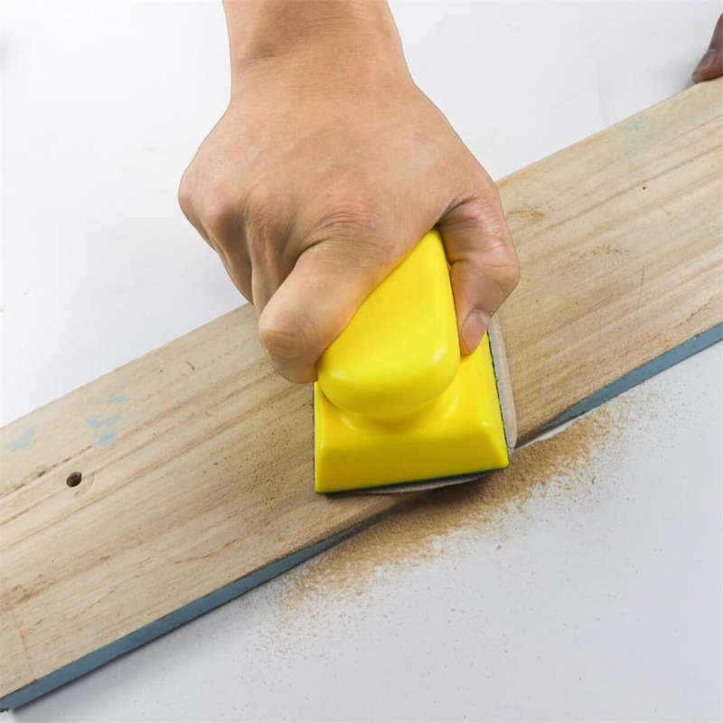 9PCS Hand Sanding Blocks Set Versatile Contoured Profile Yellow Durable Medium-Density Polyurethane
