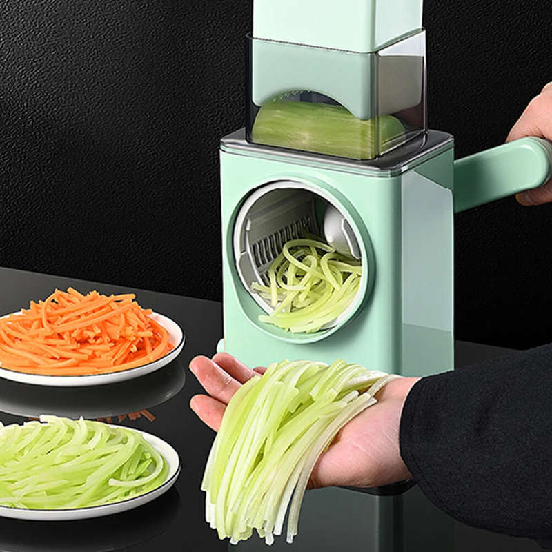 1 Set 3-in-1 Rotating Vegetable Cutter with Crank Handle Manual Garlic Shredder Multifunction Vegeta