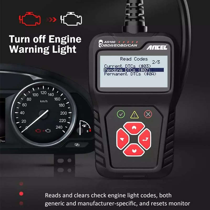 ANCEL AS100 OBD2 Scanner Car Code Reader Diagnostic Scan Tool Check Engine Fault Read Codes Clears C