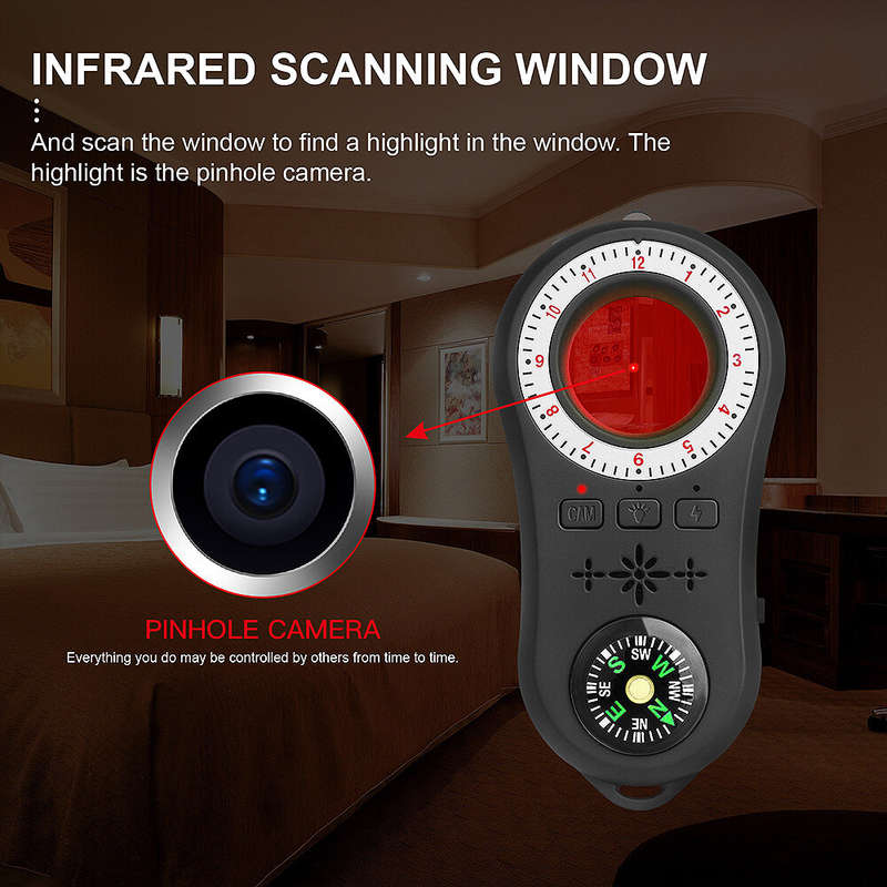 S100 Anti-candid Camera Detector Portable Pinhole Camera Detection Device Infrared Scanning Vibratin