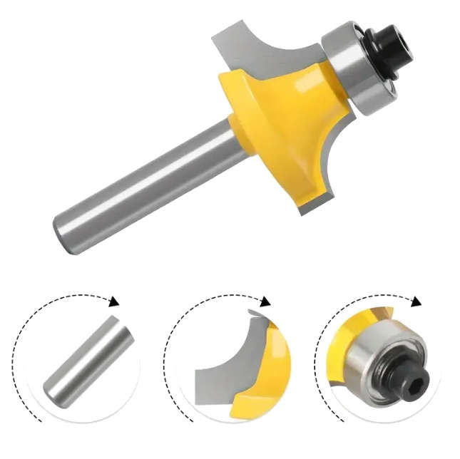 6.35mm Shank Router Bits Set Corner Round Over High quality Alloy Corner Rounding Milling Cutter Wit