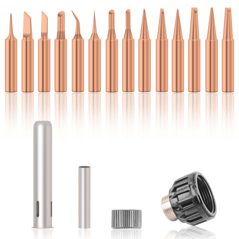Handskit 15Pcs Pure Copper Solder Iron Tip 900M Tip For Soldering Rework Station Solder Tips