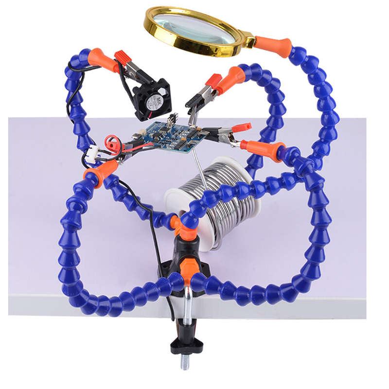 Bench Vise Table Clamp Soldering Station With 5Pc Flexible Arms Soldering Iron Holder Pcb Welding Re
