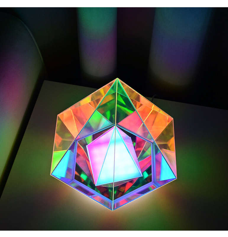 LED Pyramid Diamond Bedroom Decor RGB Night Light USB Color Dimming Atmosphere Lamp Remote Control H
