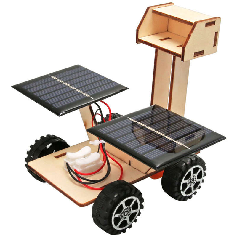 Wooden Solar Power Lunar Exploration Rover Model Assembly Kit DIY Children's Science Experiment Educ