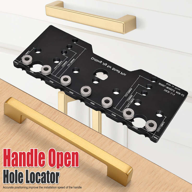 Adjustable Aluminum Alloy Cabinet Hardware Jig Shelf Pin Jig with 2 PCS 1/4 Inch Drill Bits Woodwork