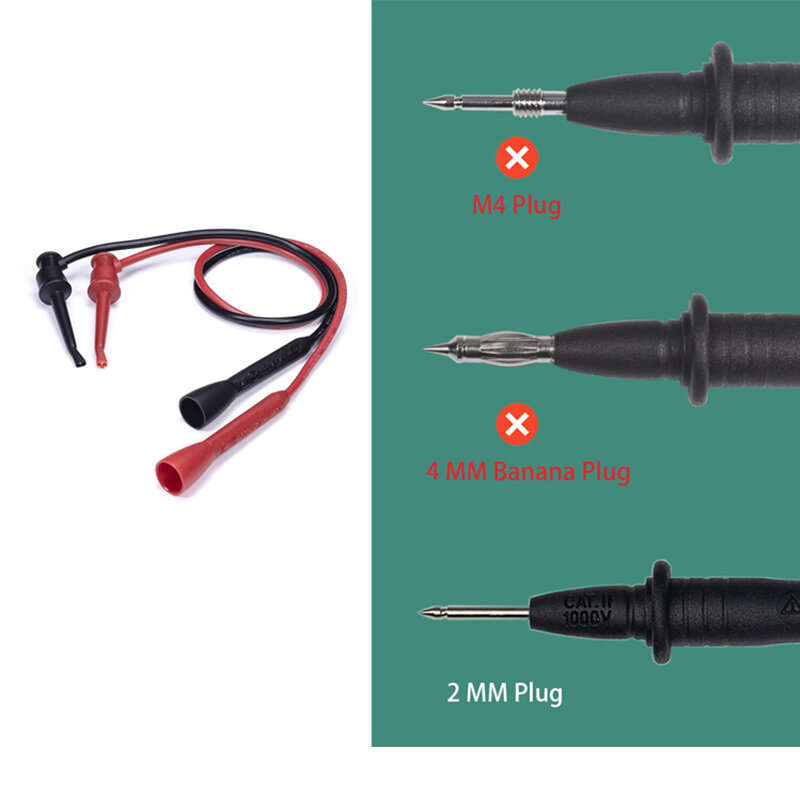 Universal Multimeter Test Hooks with 2mm Direct Plug Digit Meter Probe Hook Design Ideal for Electri