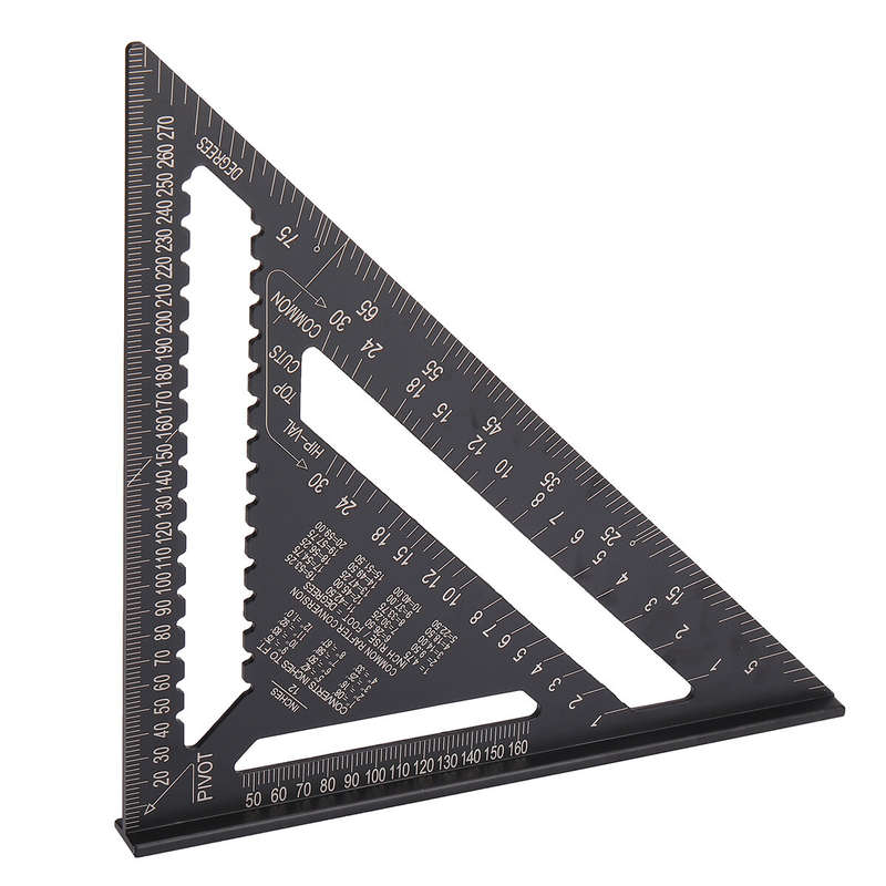 12-inch Aluminum Alloy Triangle Ruler with Protractor Scriber and Sawtooth Guide Multifunctional Too