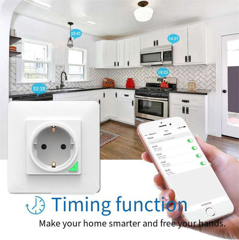 Tuya 16A WiFi Smart EU Wall Socket Power Monitoring Outlet Timing Function APP Remote Control Voice