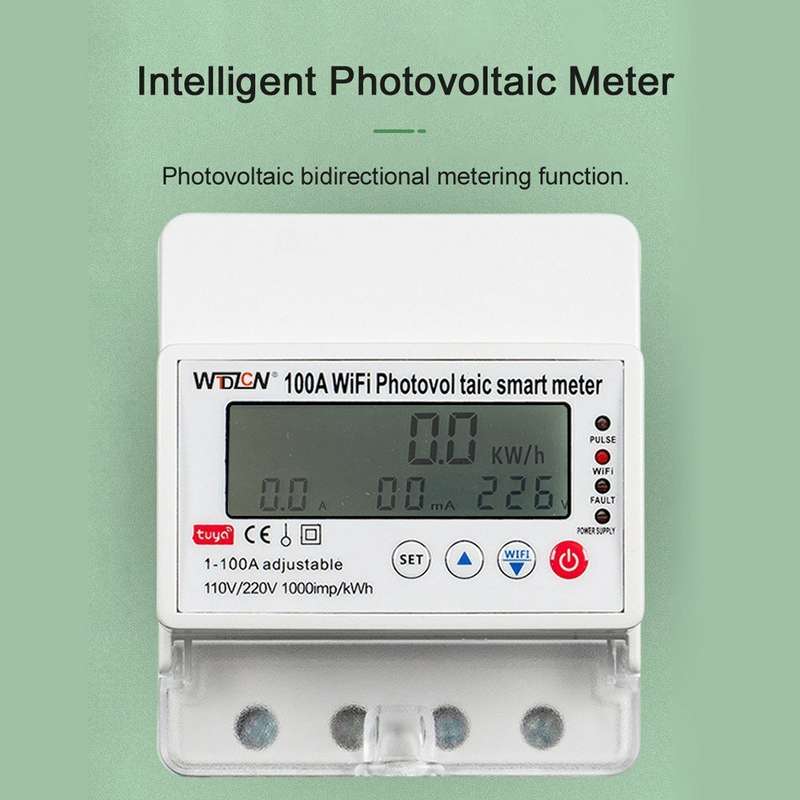 Tuya WiFi Intelligent Photovoltaic Meter Breaker Timer Multifunctional Solar Bidirectional Hour Mete