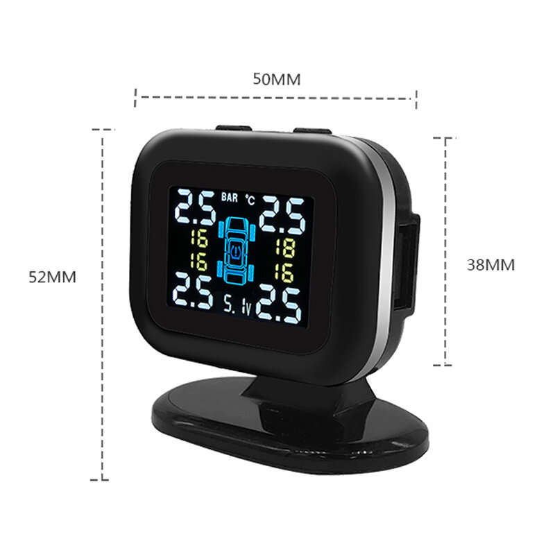 Car Tire Pressure Monitoring System USB Tire Pressure Monitor Detector with 4 External Sensors Alarm