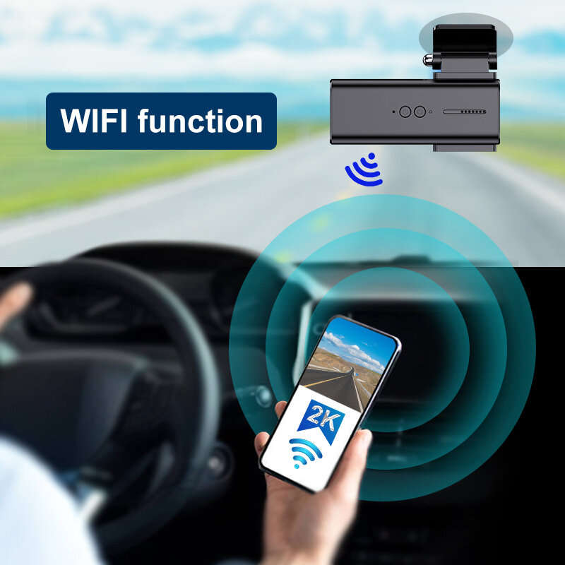 170 HD Dash Cam Dual Lens Smartphone 2K+1080P WiFi Front and Rear Recording Parking Monitor