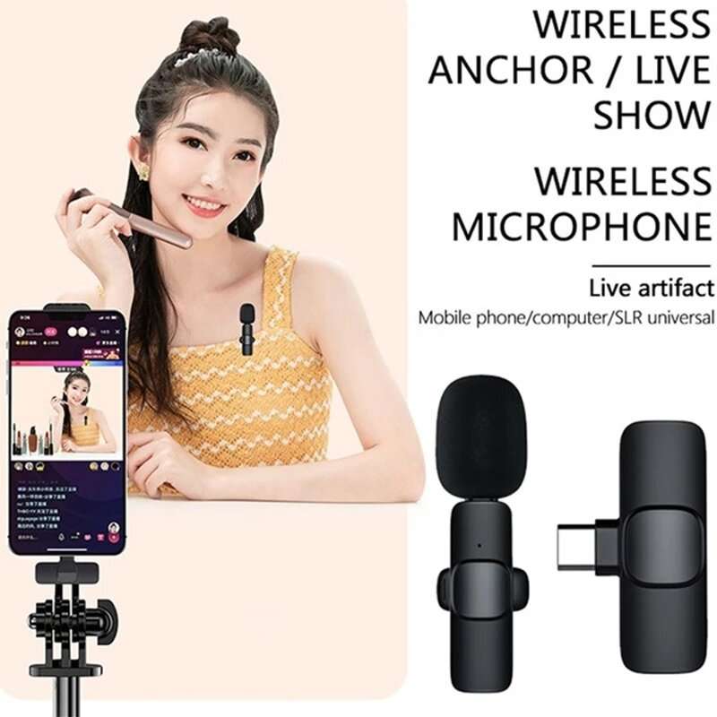Bakeey A3 Wireless Lavalier Microphone Low Latency Portable Audio Video Recording Plug-Play Lapel Ty