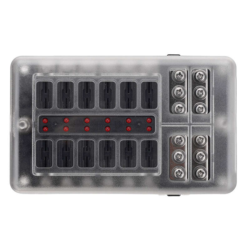 Car Boat Fuses Block 12 Way LED Fuses Junction Box Blades Fuses Terminal Box 12V/24V