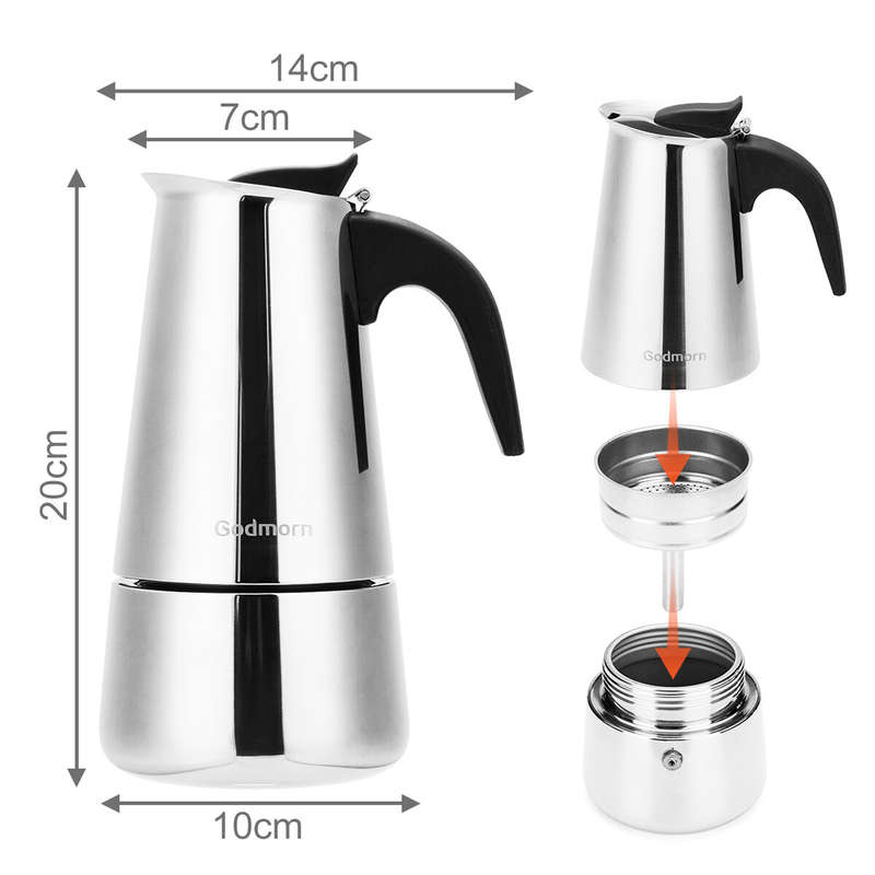 Godmorn Stovetop Espresso Maker Moka Pot Percolator Italian Coffee Maker 300ml/10oz/6 Cup Classic Ca