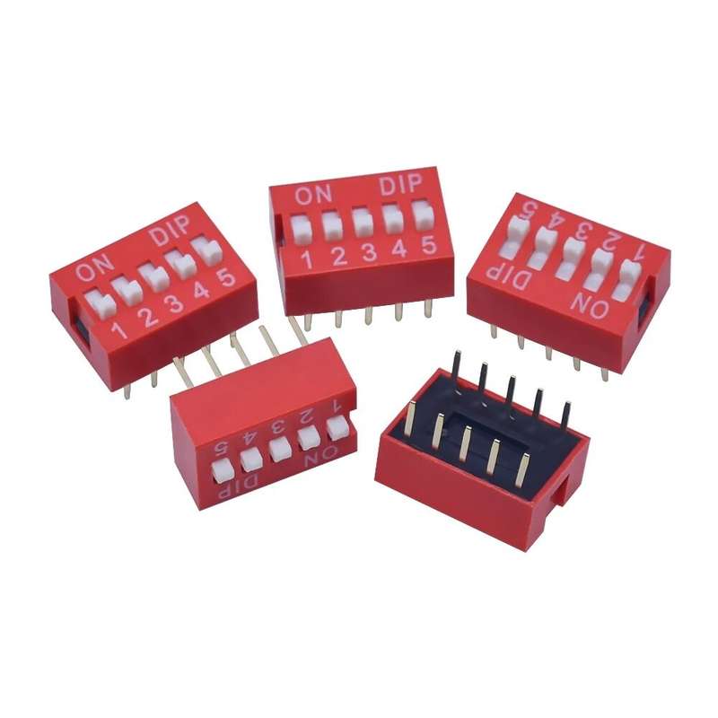 45Pcs Dip Switch Kit 2.54mm Toggle Switch Red Snap Switches Mixed Kit In Box 1 2 3 4 5 6 7 8 10 Way