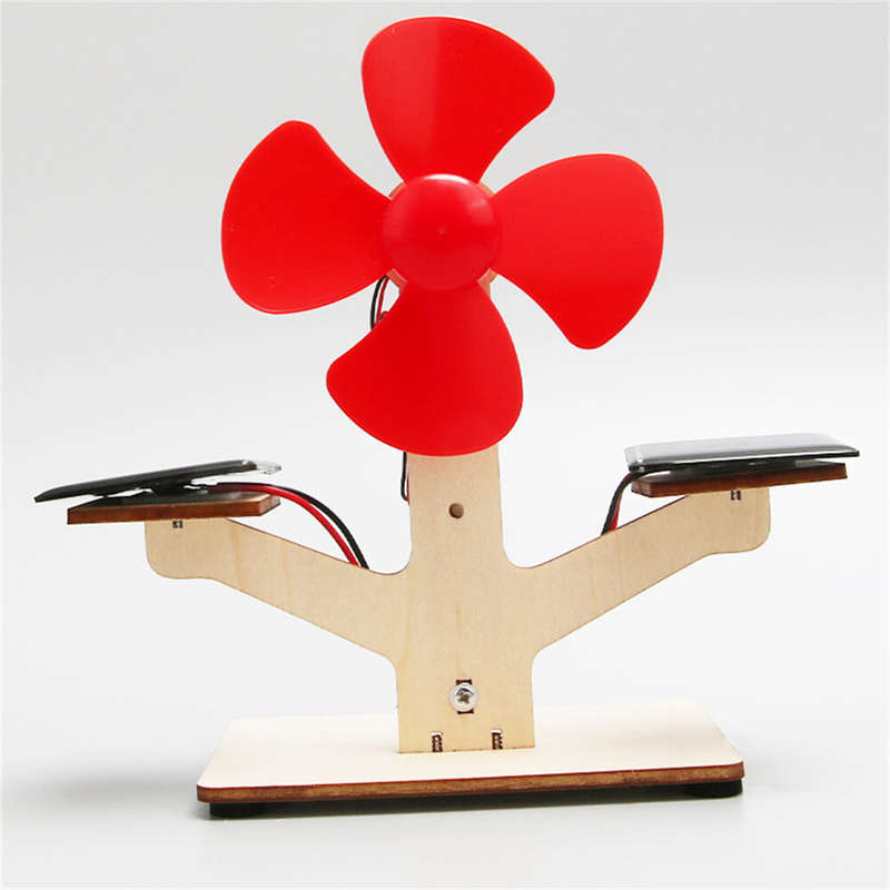 Wooden Solar Power Fan Model Assembly Kit DIY Children's Science Experiment Education Puzzle Toy Stu