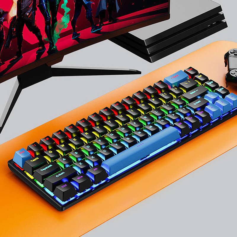 Skylion K68 Wired Mechanical Gaming Keyboard 68 Keys Blue Switch RGB Backlit NKRO Type-C Ergonomics