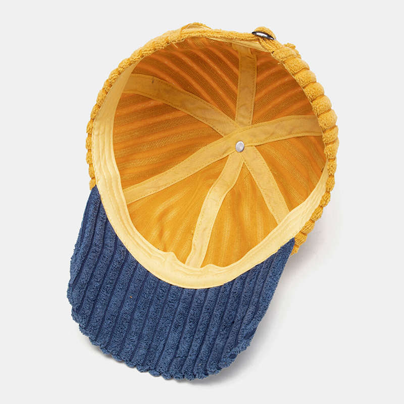 Collrown Men Corduroy Contrast Color Casual Youth Personality Sunvisor Curve Brim Baseball Hat