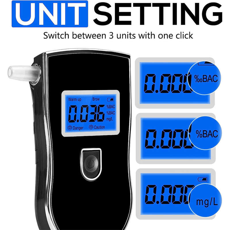 Portable Alcohol Breathalyzer with 20 Mouthpieces Professional Grade Accuracy Blood Alcohol Tester L