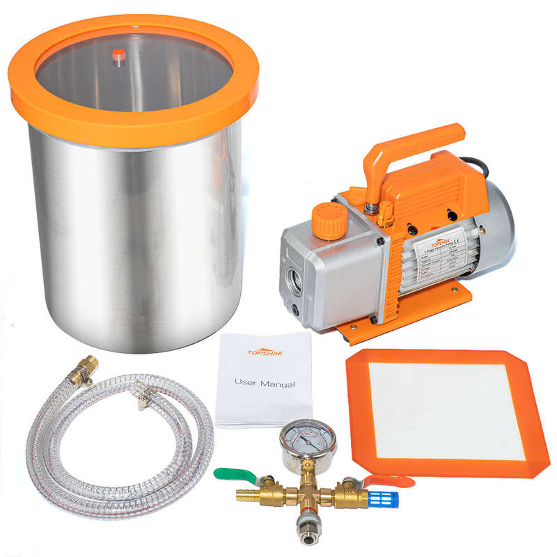 Topshak Ts-Vp1 Vacuum Pump With 3 Gallon Vacuum Chamber And 1/4 Hp 220V 2.5 Cfm/ 110V 3.0 Cfm Air Co