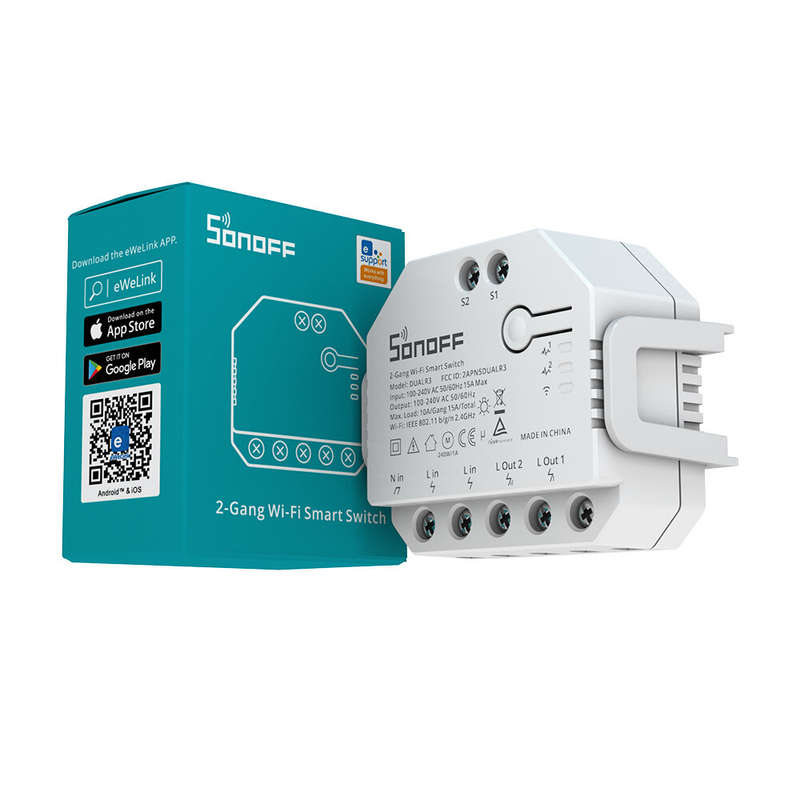 SONOFF DUALR3 Dual Relay Module WiFi DIY MINI Switch Two Way Power Metering 2 Gang/ Way Switch Timin