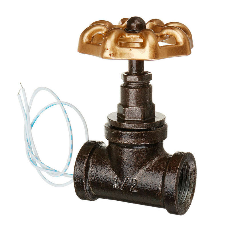 Iron Vintage Steampunk 1/2 Inch Stop Valve Light Switch with Wire