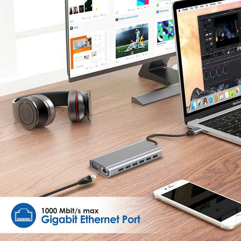 Bakeey FX15W 15 in 1 USB-C Hub Docking Station Adapter with 1*PD/ 1*SD/ 1*TF/ 4*USB 2.0/ 3*USB 3.01*