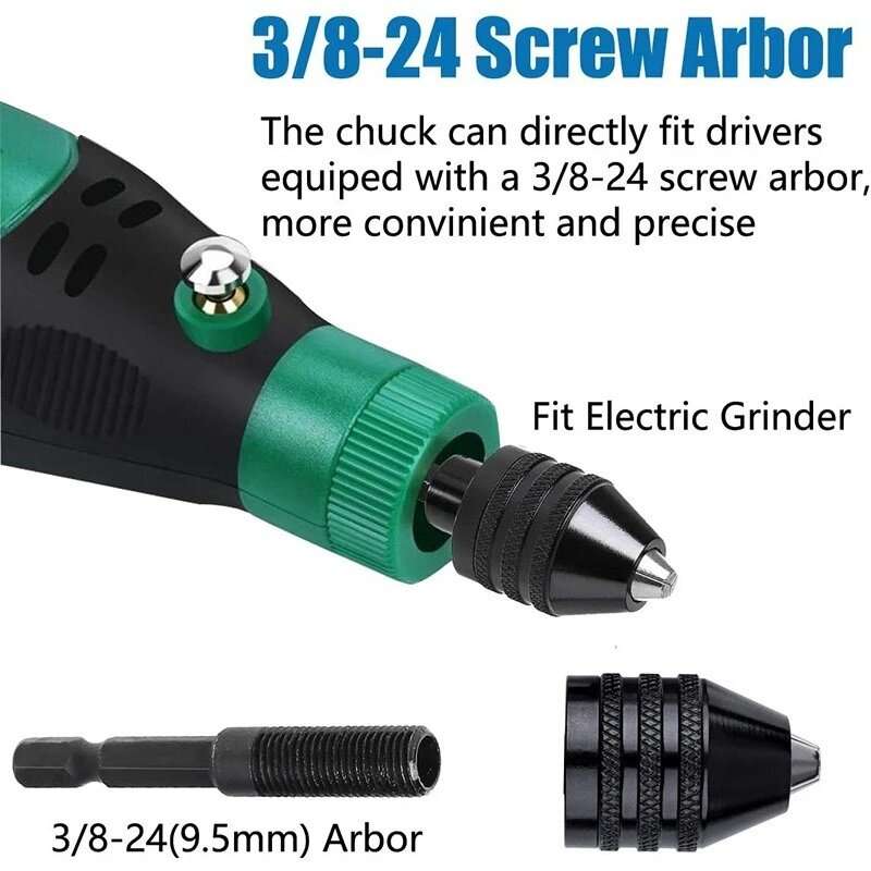 2PC Hex Shank-Black and White Keyless Drill Chuck Adapter For Easy Bit Changes Available In Electric