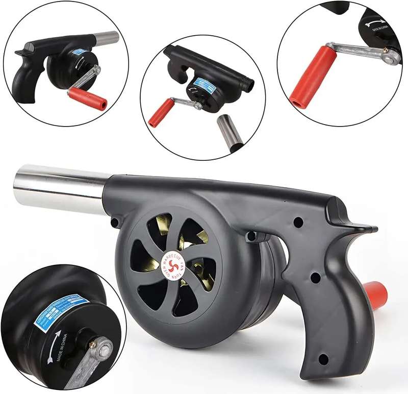 Outdoor Barbecue Fan Hand-cranked Air Blower Portable BBQ Grill Fire Bellows Tools Picnic Manual Bar