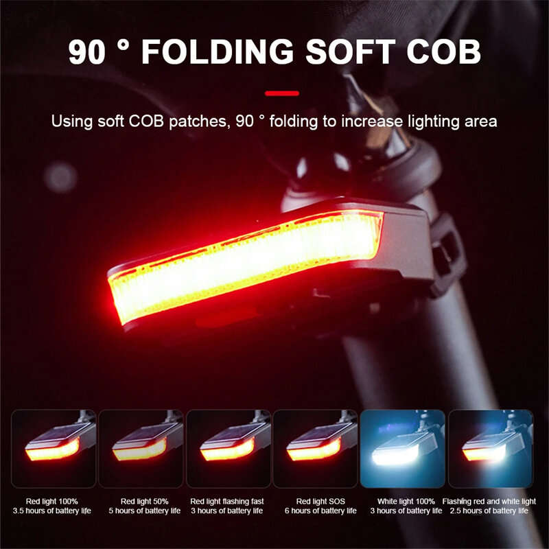 Bikight Solar Bike Taillight 600mAh Battery 6 Light Modes Type-C Solar Charging Waterproof Bicycle R