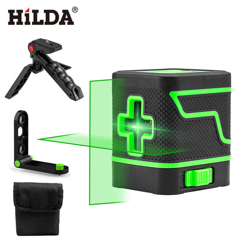HILDA Laser Level 2 Lines Green Light Mini Self-Leveling Horizontal And Vertical Cross Super Powerfu