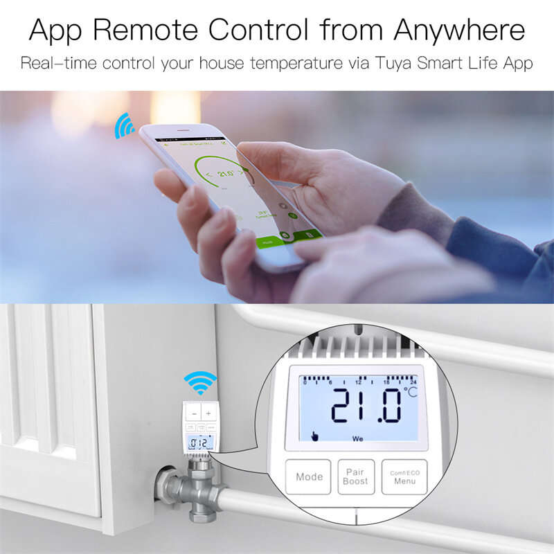 MoesHouse Tuya TV01 ZigBee3.0 Radiator Actuator Valve Smart Thermostat Temperature Controller Extern