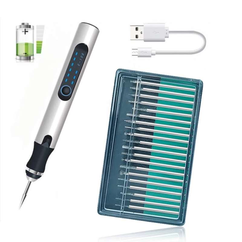 Electric Engraving Pen Kit Portable Mini Nail Rig Tool DIY Spin Etch Pen for Engraving Glass Metal J