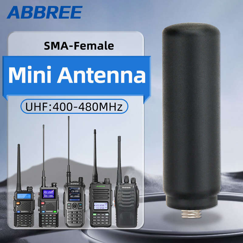 ABBREE AR-243 SMA-Female Mini Antenna UHF 400-480MHz Short Small Antenna for Walkie Talkie Baofeng B