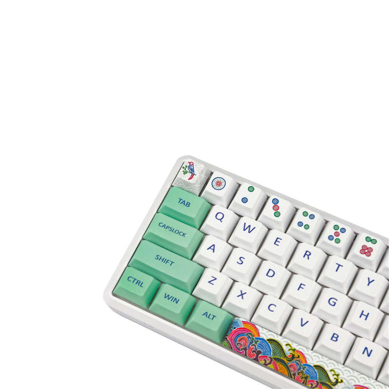 128 Keys Mahjong Keycap Set Cherry Profile PBT Sublimation Keycaps for Mechanical Keyboard